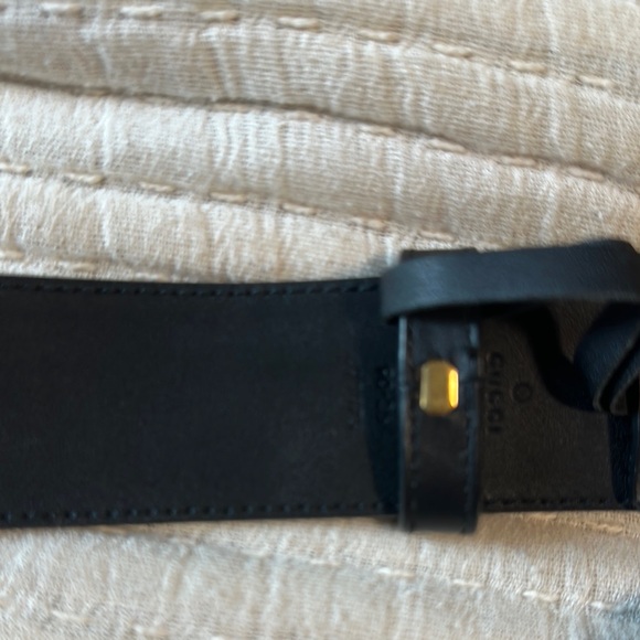Gucci Black Leather Belt with Gold Buckle